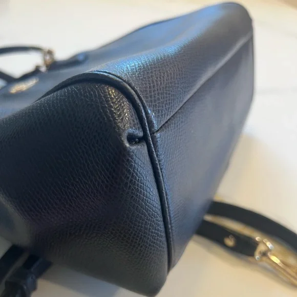 Coach Blue and Gold Leather Satchel Crossbody, with Structured Design EUC - Picture 6 of 14